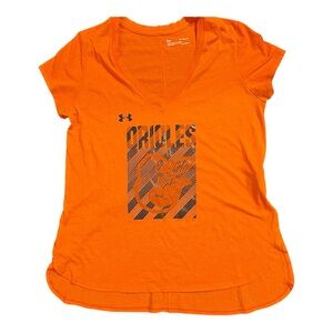 Under Armour Bright Orange Orioles Tee Women’s XL Heatgear Loose Fit